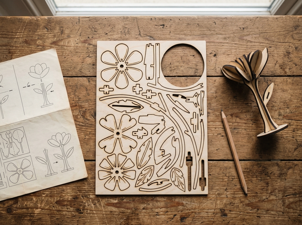 Pièces de bois prédécoupées et guide d'assemblage